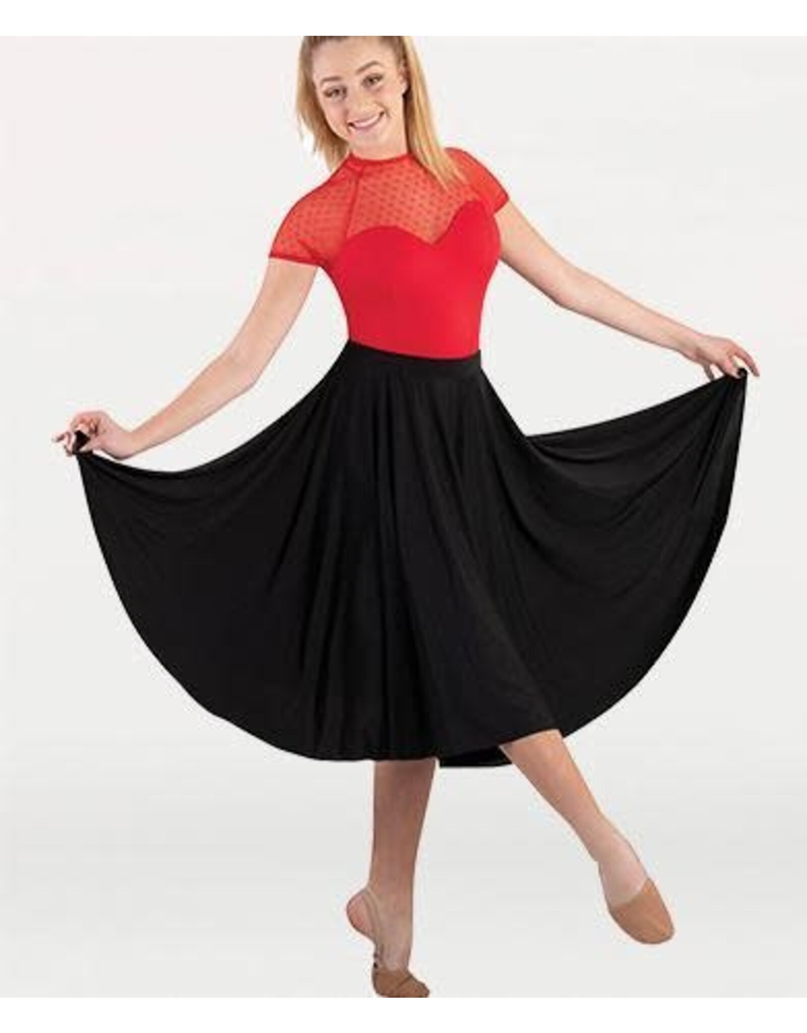 Body Wrappers Below The Knee Circle Skirt - Black