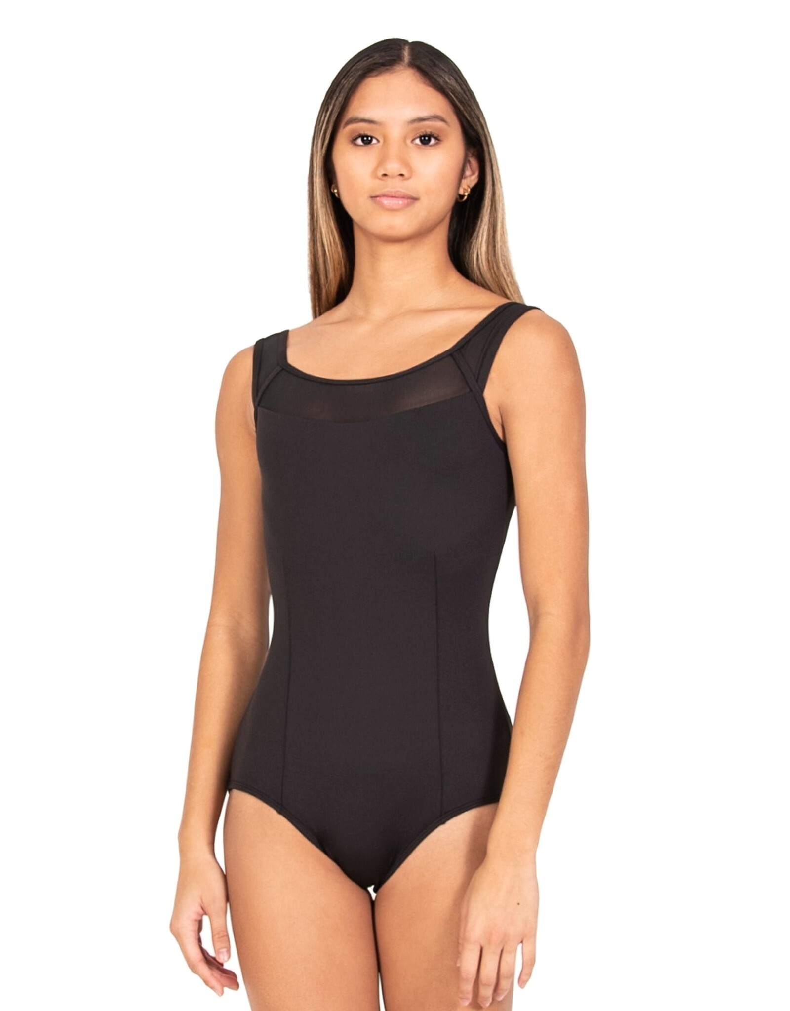 Body Wrappers Mesh Neckline Black Leotard
