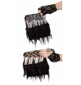 Fun World Fringe Flapper Purse Grey and Black