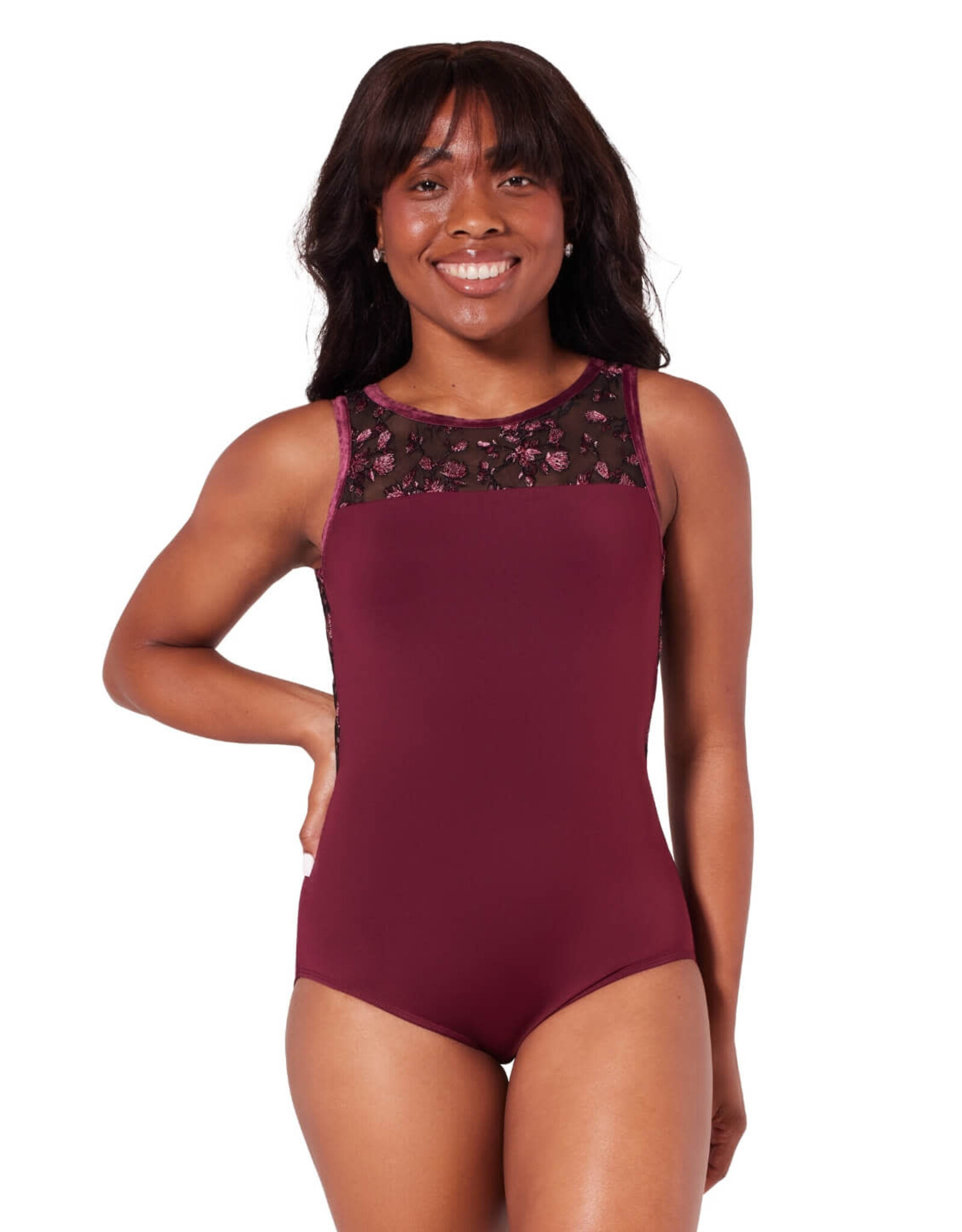 Capezio Ornate Romance Allure Mesh Back Leotard WNR (Wine) Small