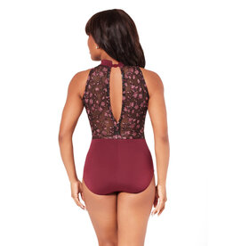 Capezio Ornate Romance Embellish High Neck Leotard WNR (Wine) Medium