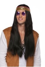 Westbay Wigs Hippie Wig with Detachable Headband Black