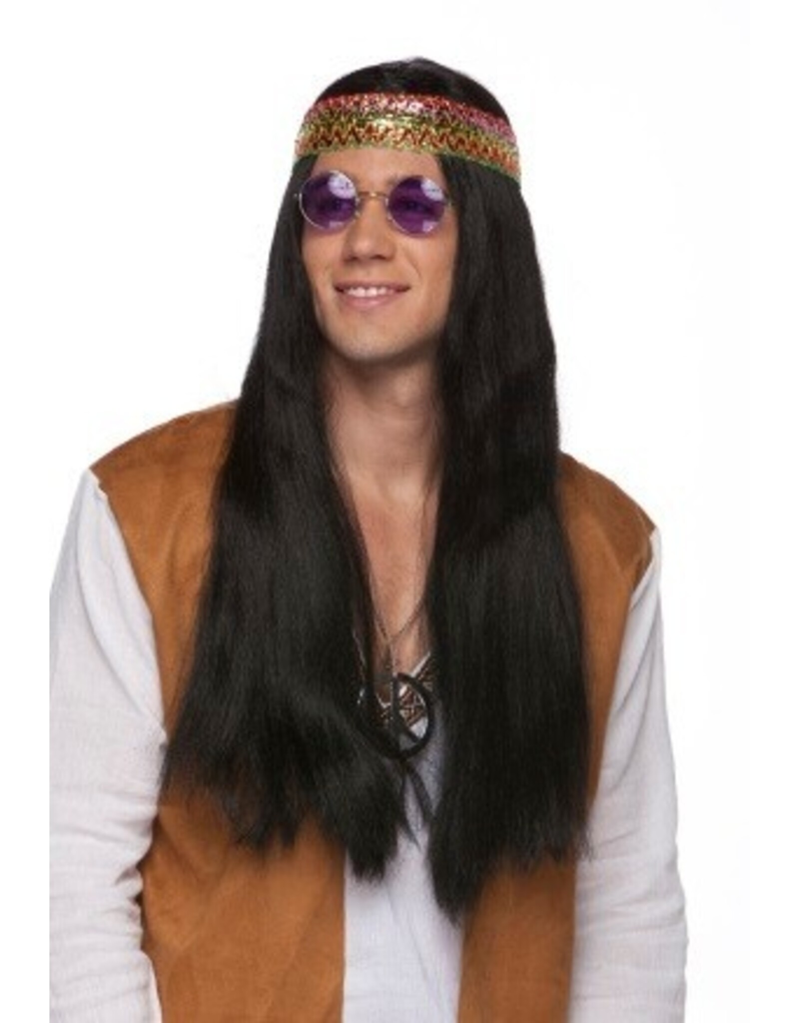 Westbay Wigs Hippie Wig with Detachable Headband Black
