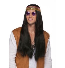 Westbay Wigs Hippie Wig with Detachable Headband Black