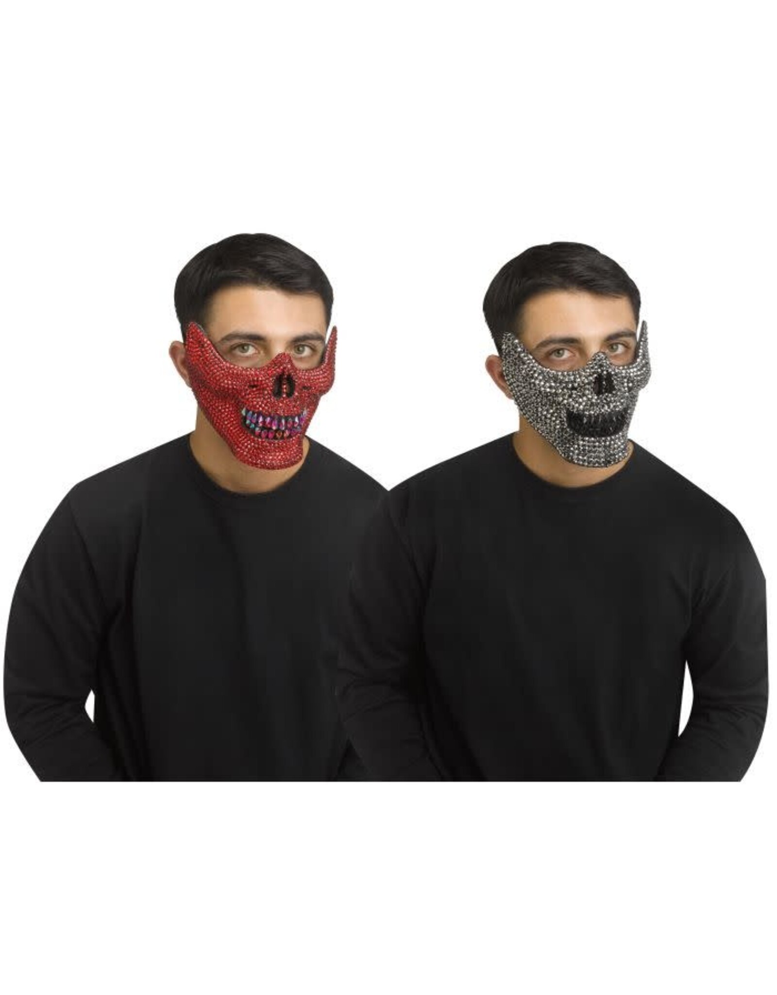 Fun World Skull Mask with Rhinestones Silver