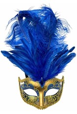 KBW Venetian Mask with Feathers Gold