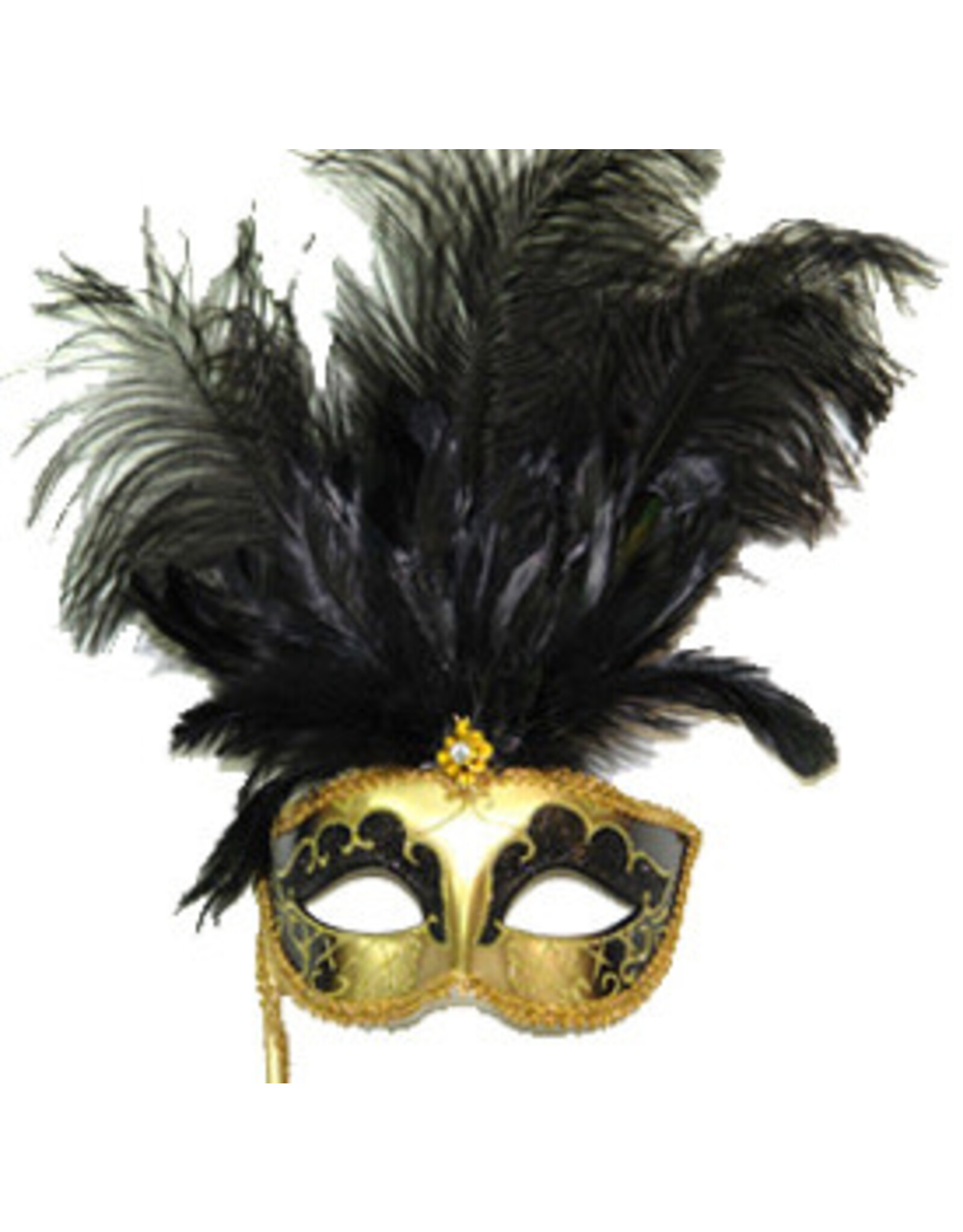 KBW Venetian Mask with Stick Gold