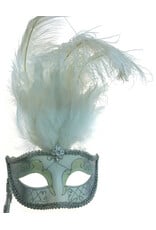 KBW Venetian Mask with Stick Silver