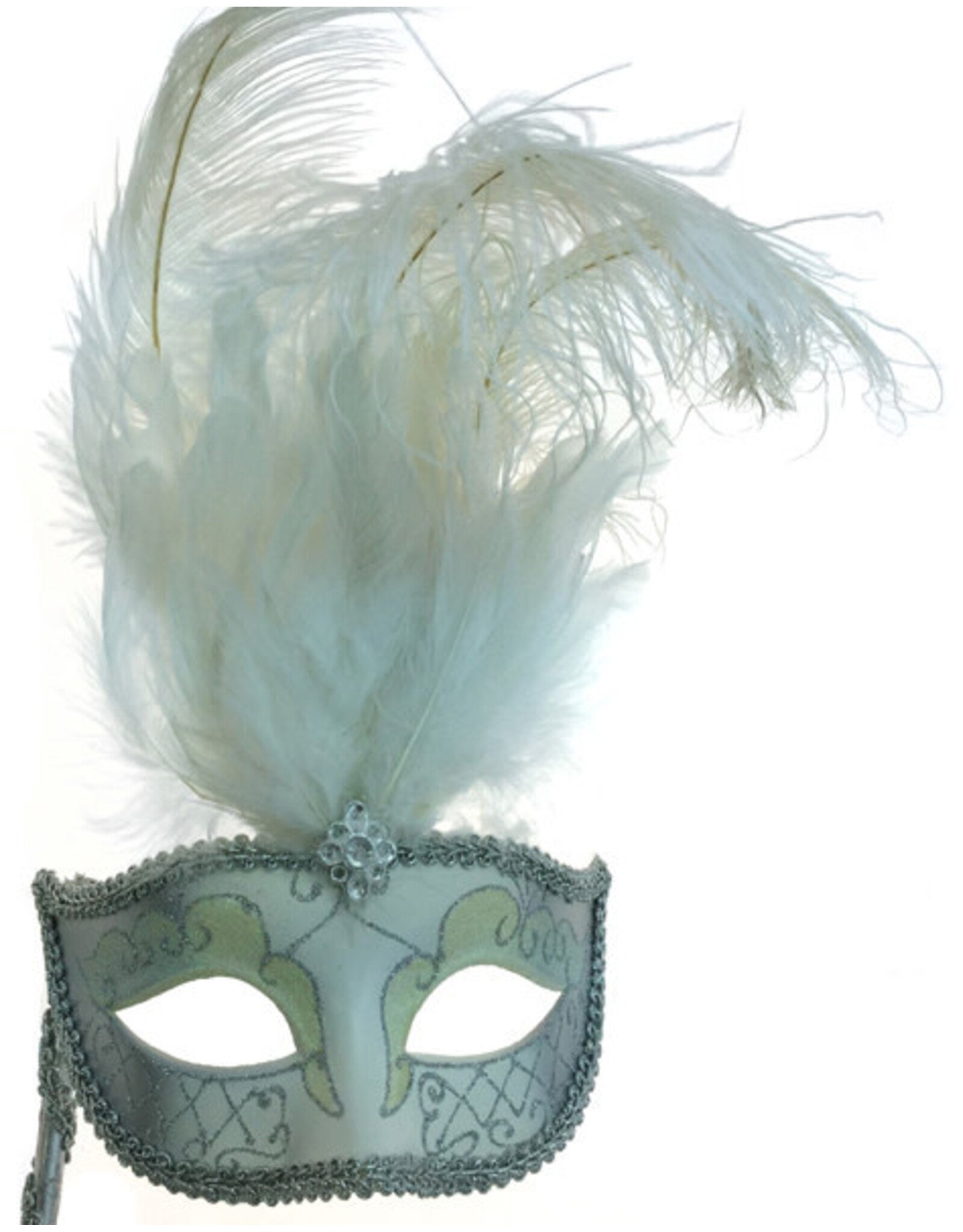 KBW Venetian Mask with Stick Silver