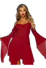 Leg Avenue Bell Sleeved Peasant Dress - Burgundy XL