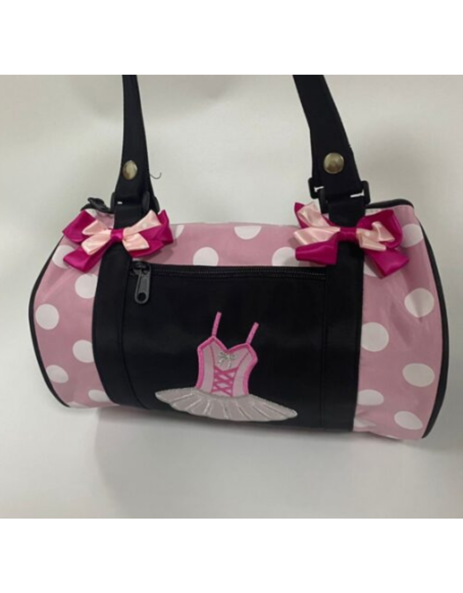 Kissed by Glitter Pink and Black Duffel with Polka Dots