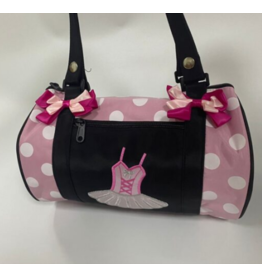Kissed by Glitter Pink and Black Duffel with Polka Dots