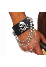 HM Smallwares Leatherlike Skull Wristband with Chain