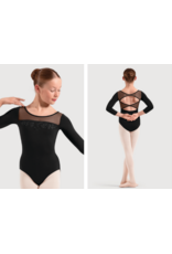 Mirella Children's Floral Embroidered Detail 3/4 Sleeve Leotard - Black -12