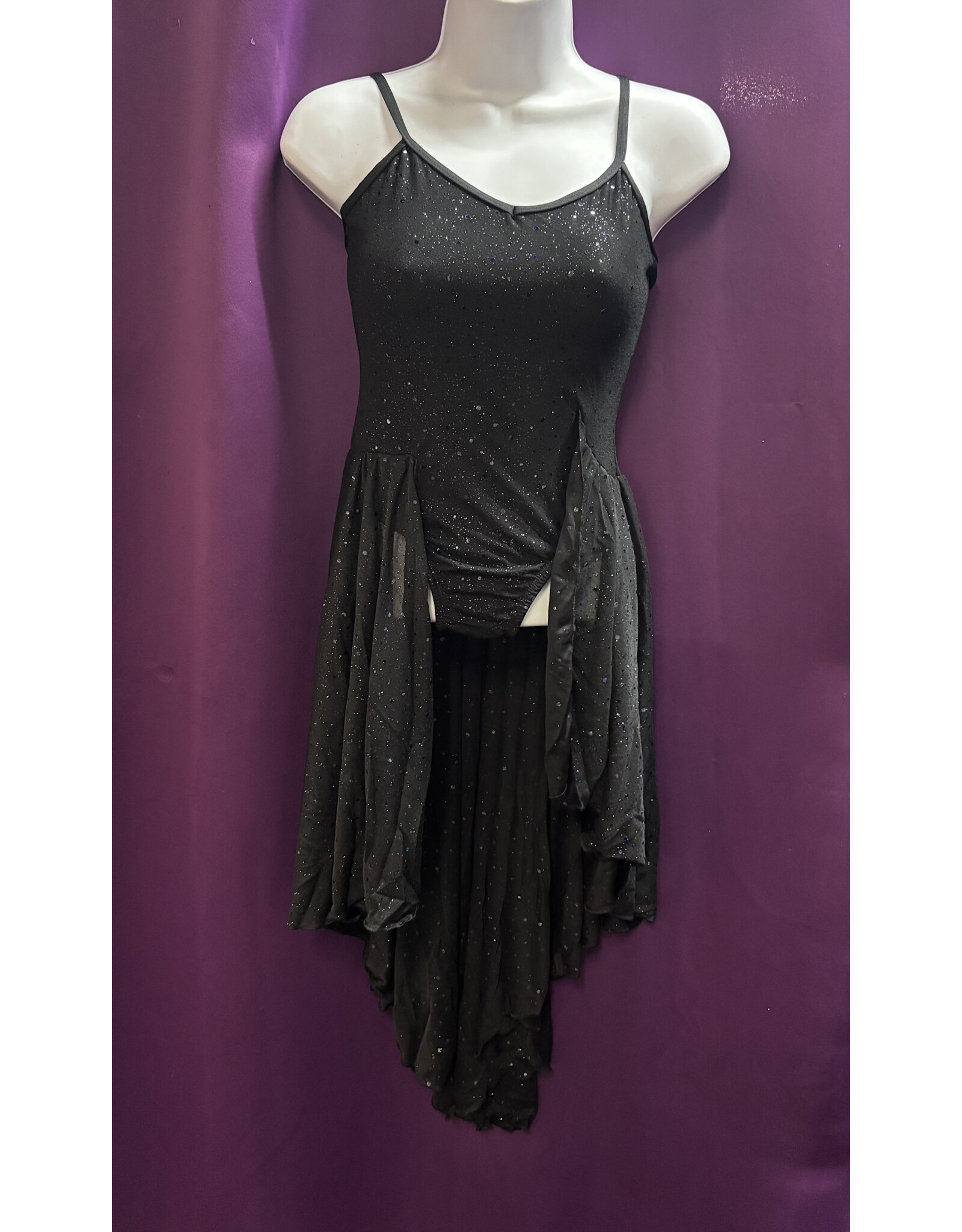 Body Wrappers Tween Camisole V-Front Low Back Dress - Black 12-14