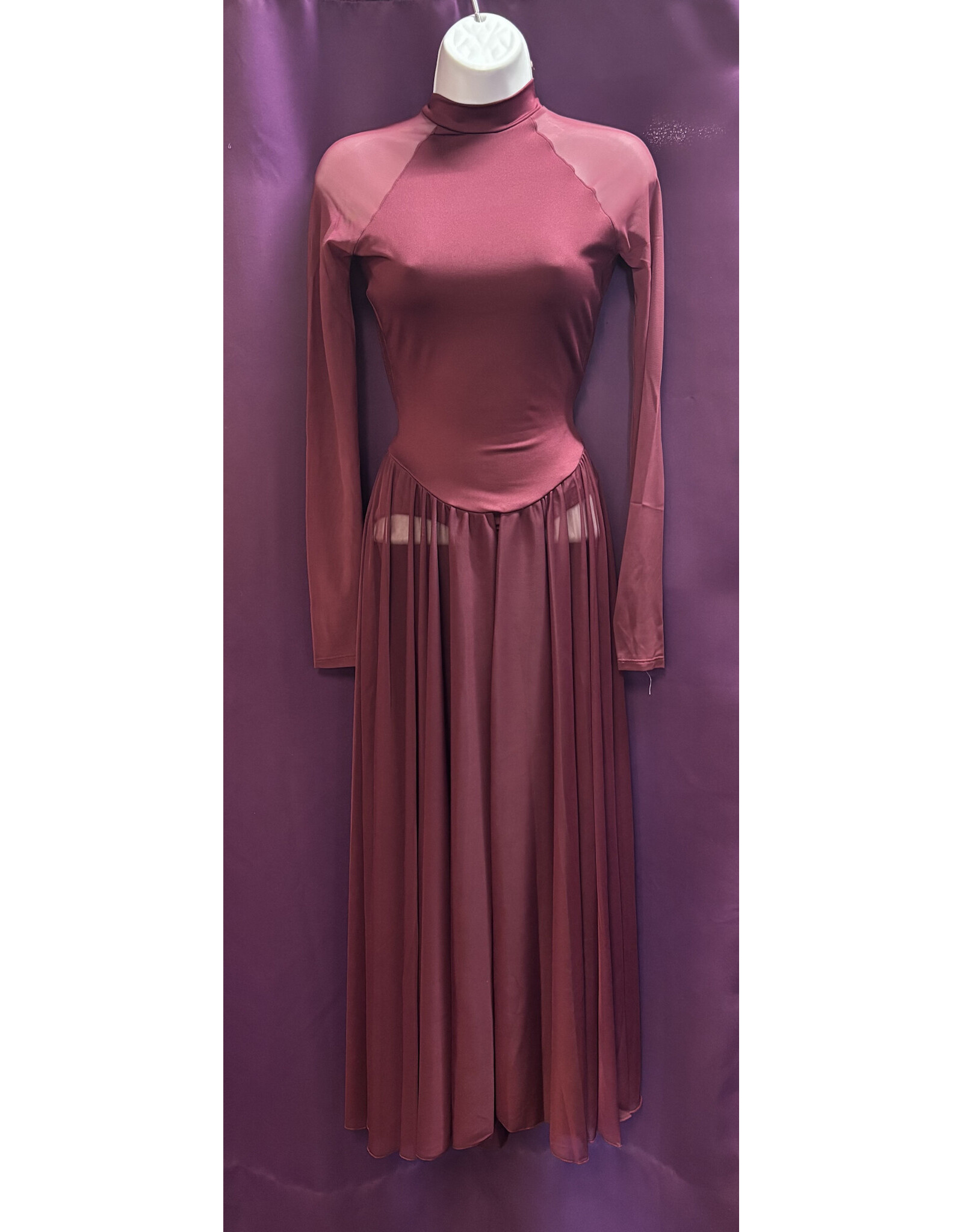 Body Wrappers MicroTECH Long Sleeve Dance Dress - Burgundy