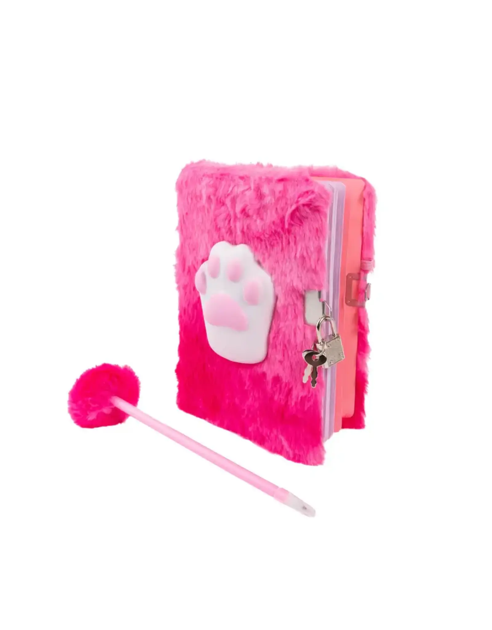 Great Pretenders Furry Friends Squishy Cat Journal - Bright Pink