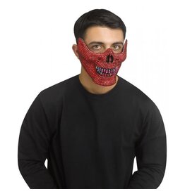 Fun World Skull Mask with Rhinestones Red
