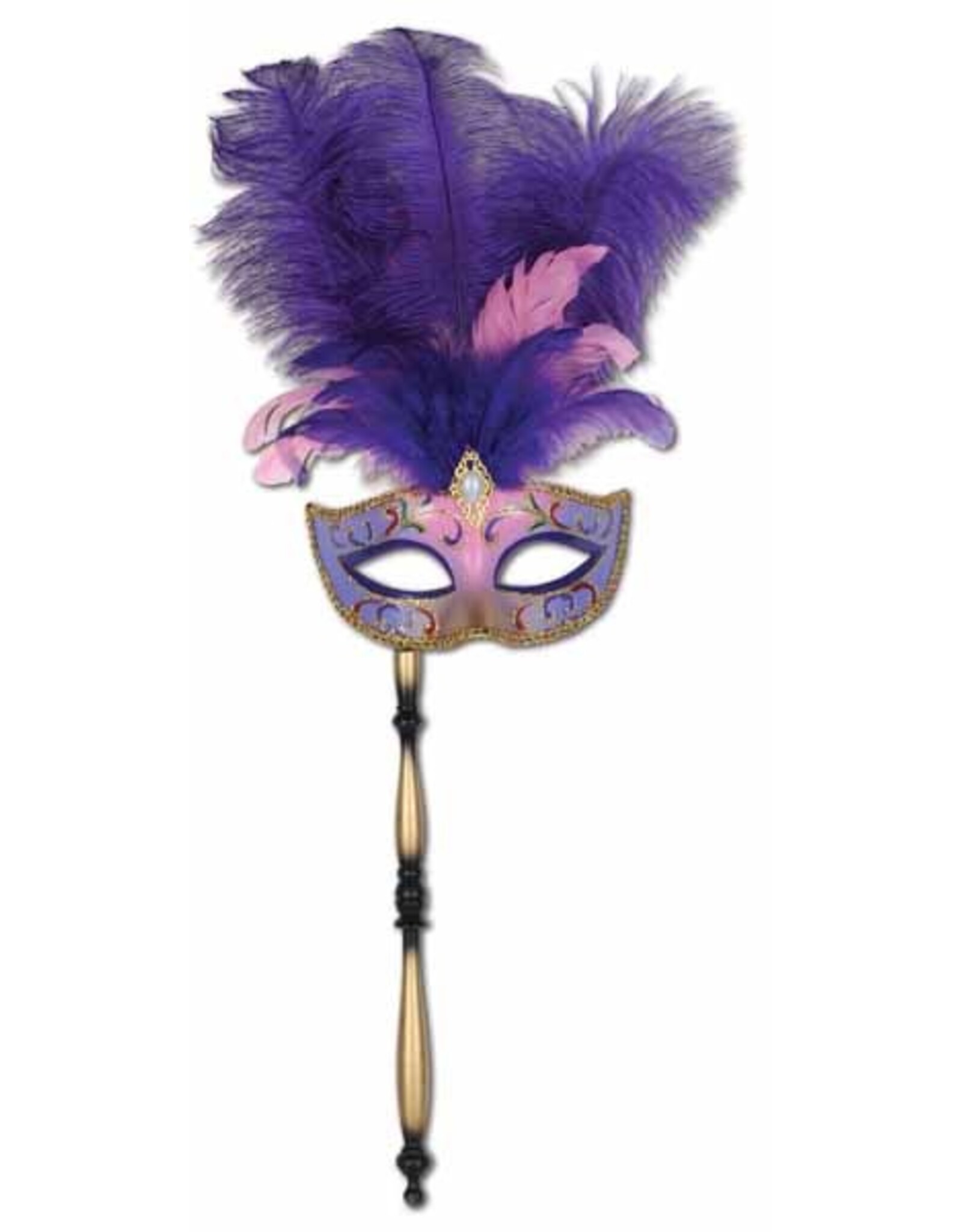 Beistle Feathered Mask with Stick