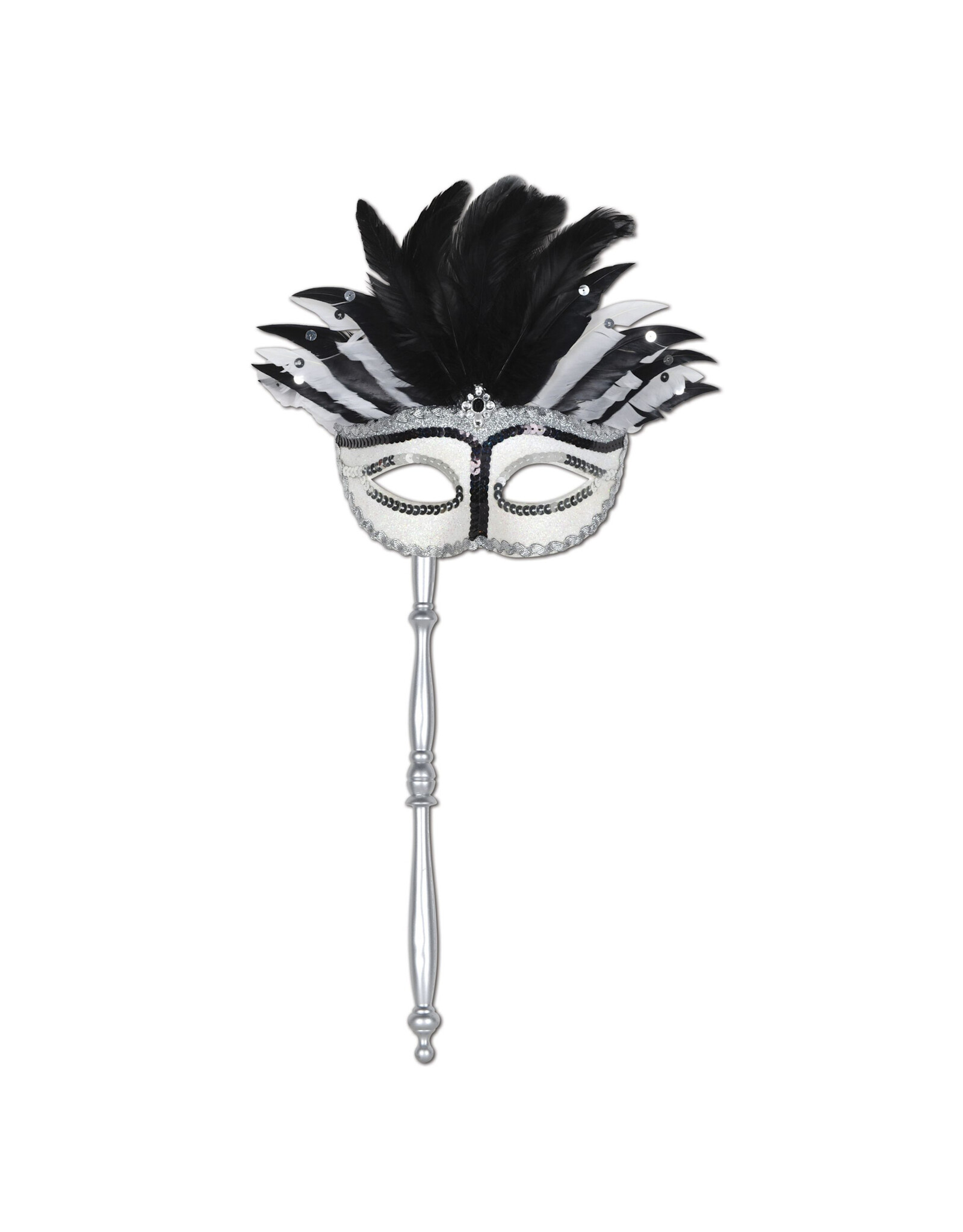 Beistle Feathered Mask with Stick