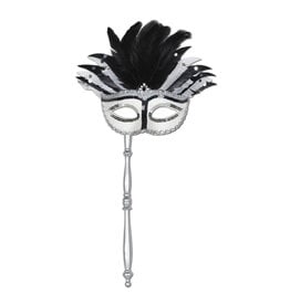 Beistle Feathered Mask with Stick