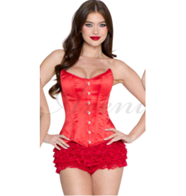 Leg Avenue Steel Boned Satin Corset Red - Medium
