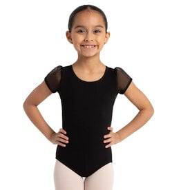 Capezio Children's Puff Sleeve Keyhole Back Leotard - Black