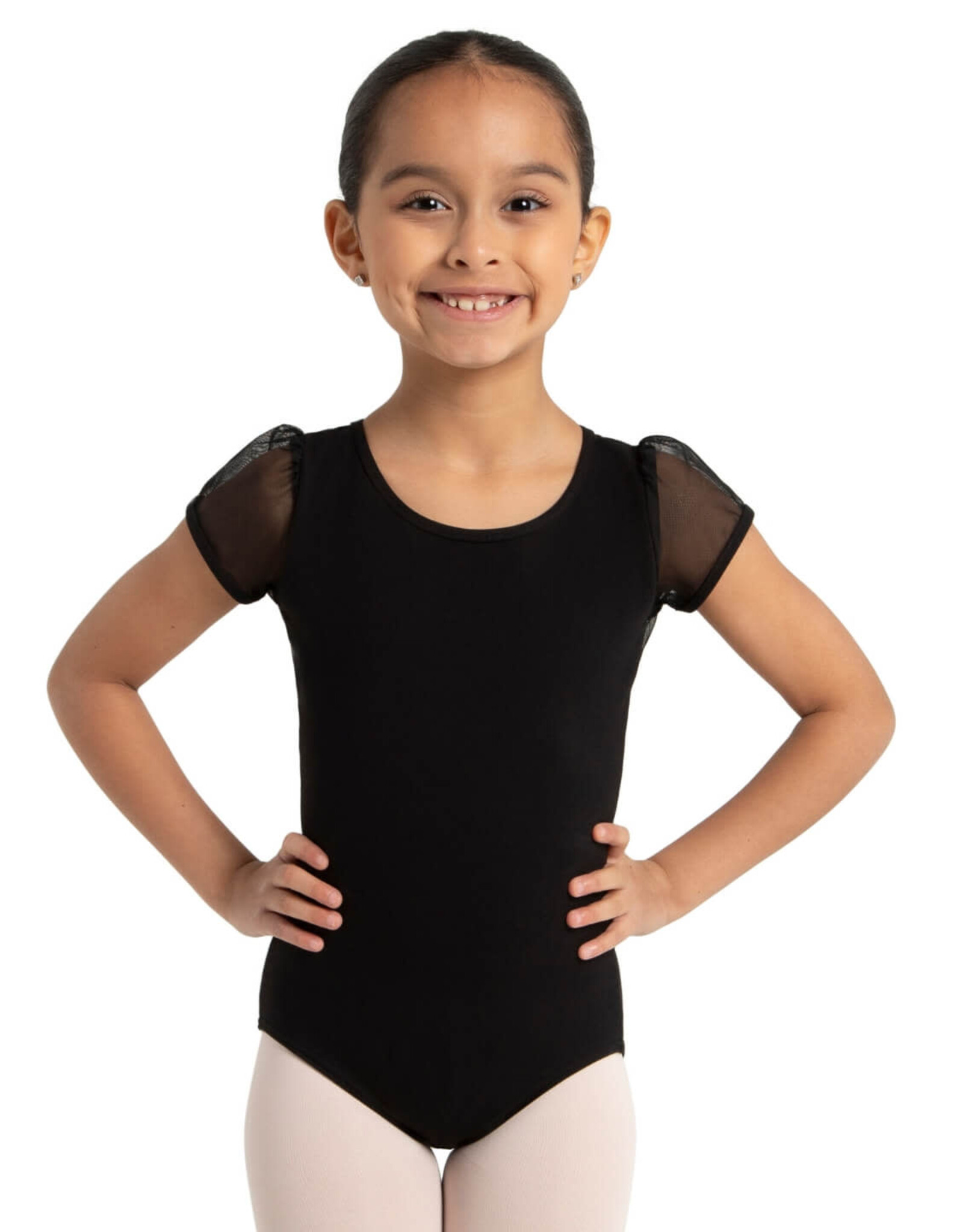 Capezio Children's Puff Sleeve Keyhole Back Leotard - Black