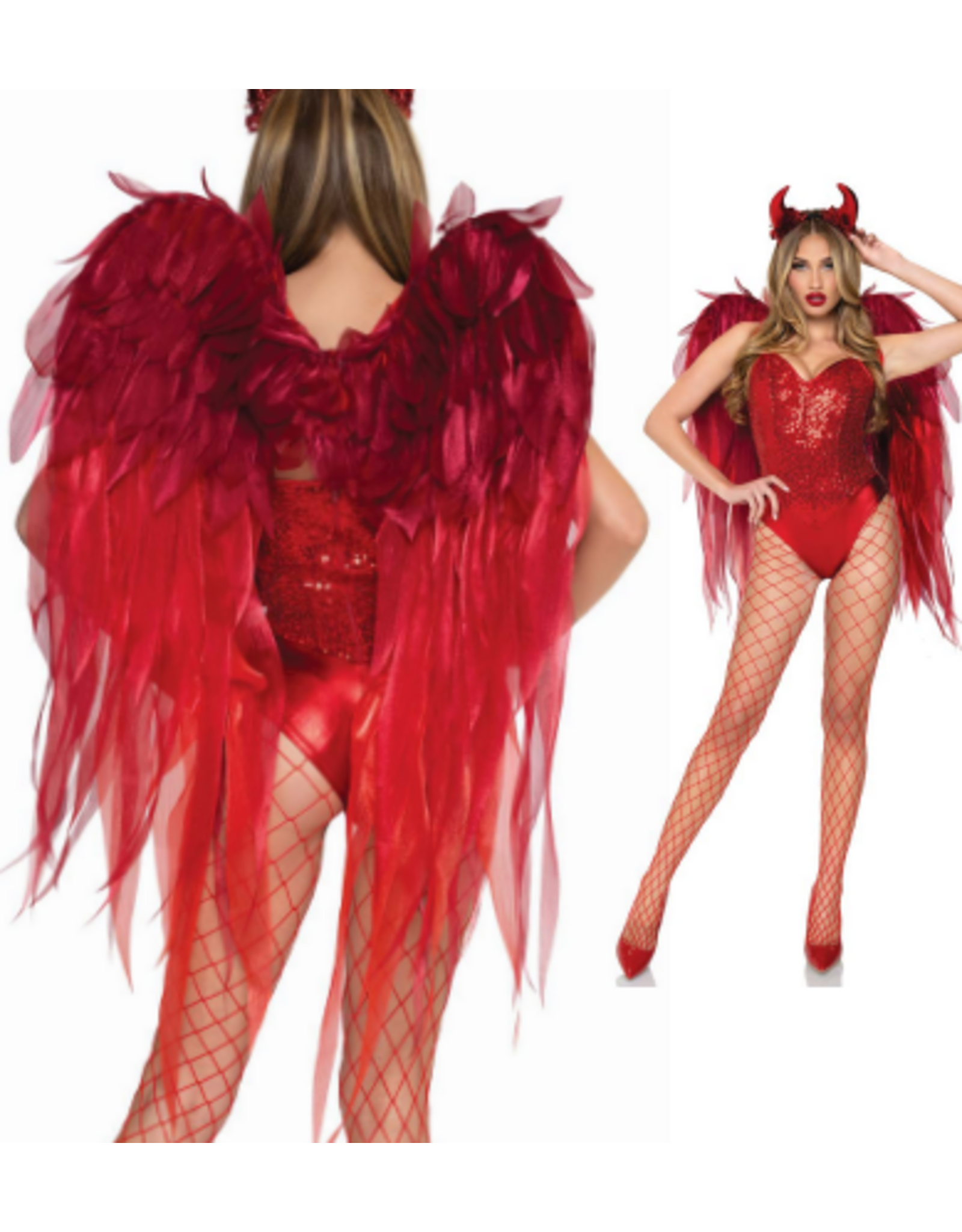Leg Avenue Devil Ombre Chiffon Wings and Horn Headband