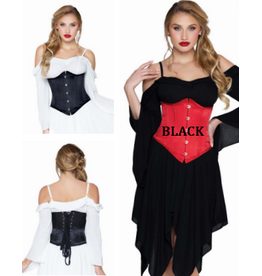 Leg Avenue Black Steel Boned Satin Waist Cincher - Large