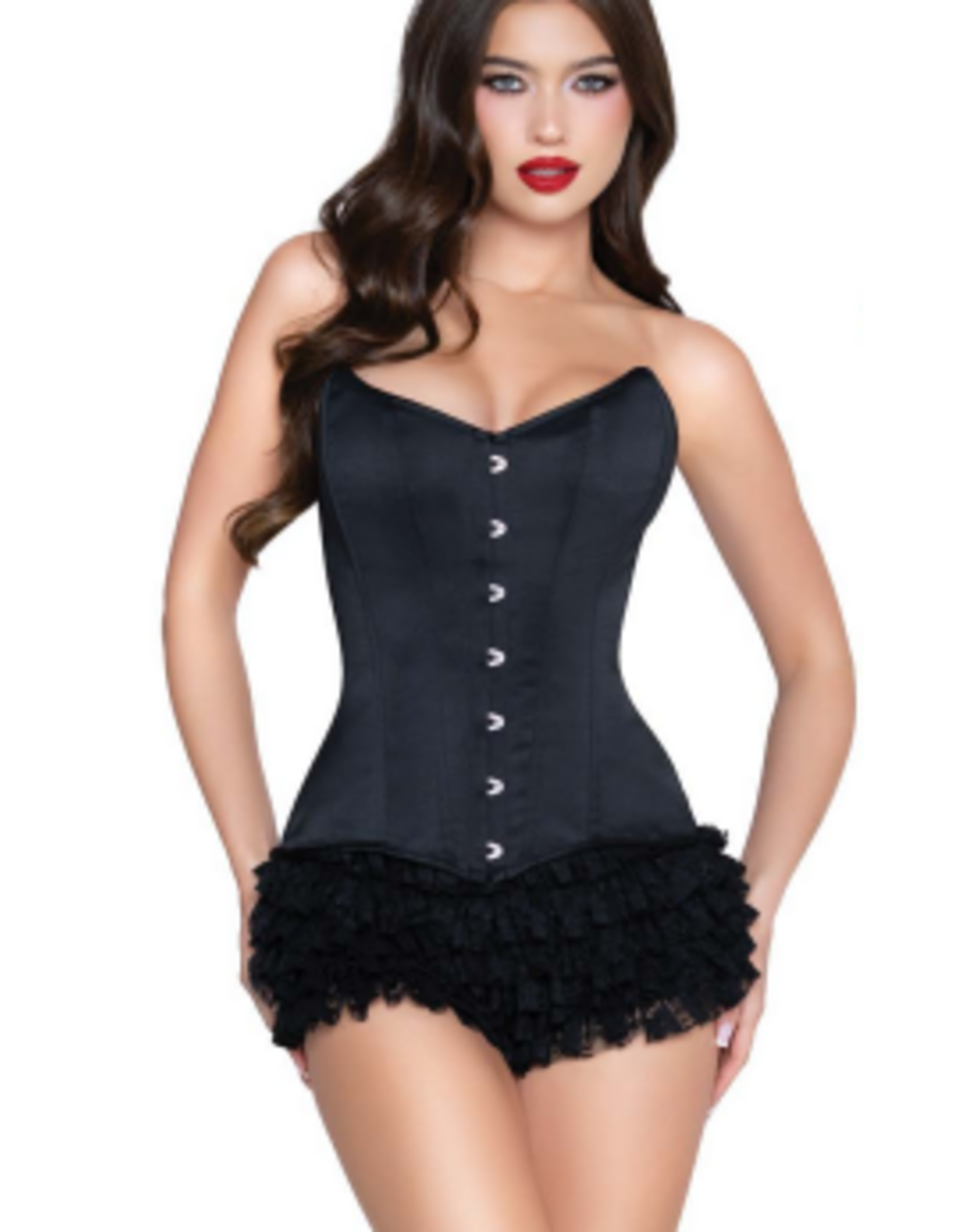 Leg Avenue Steel Boned Satin Corset Black