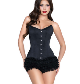 Leg Avenue Steel Boned Satin Corset Black