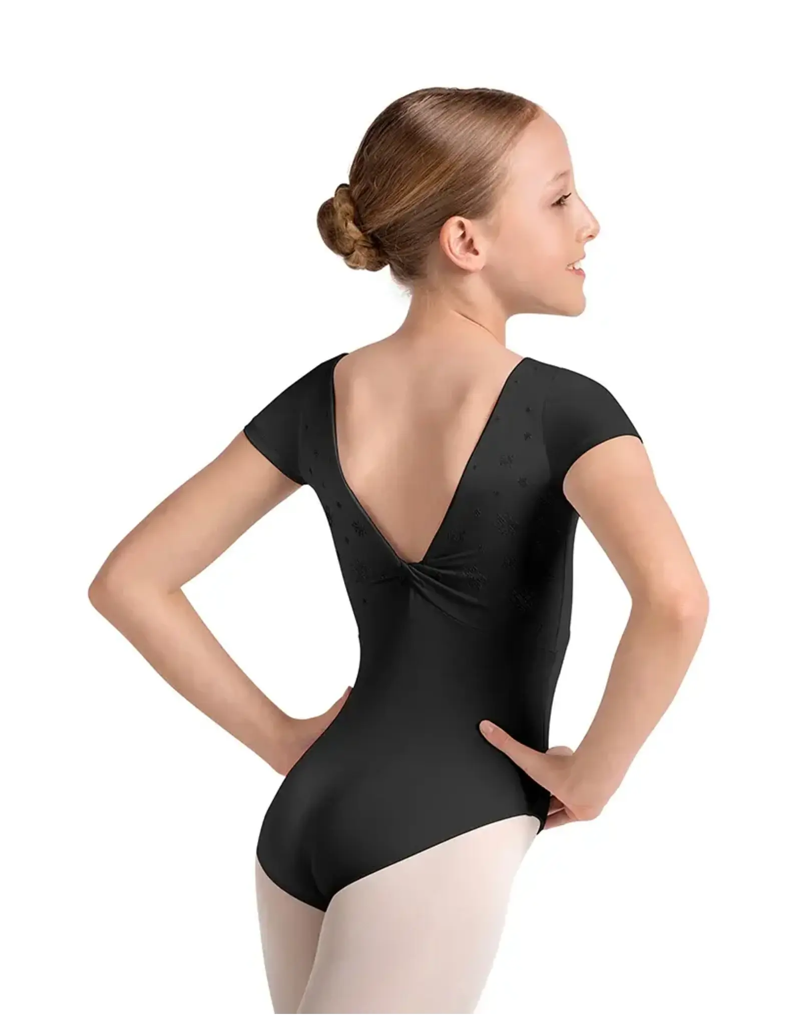 Mirella Children's Kaleidoscope Leotard with Twist Back BLACK