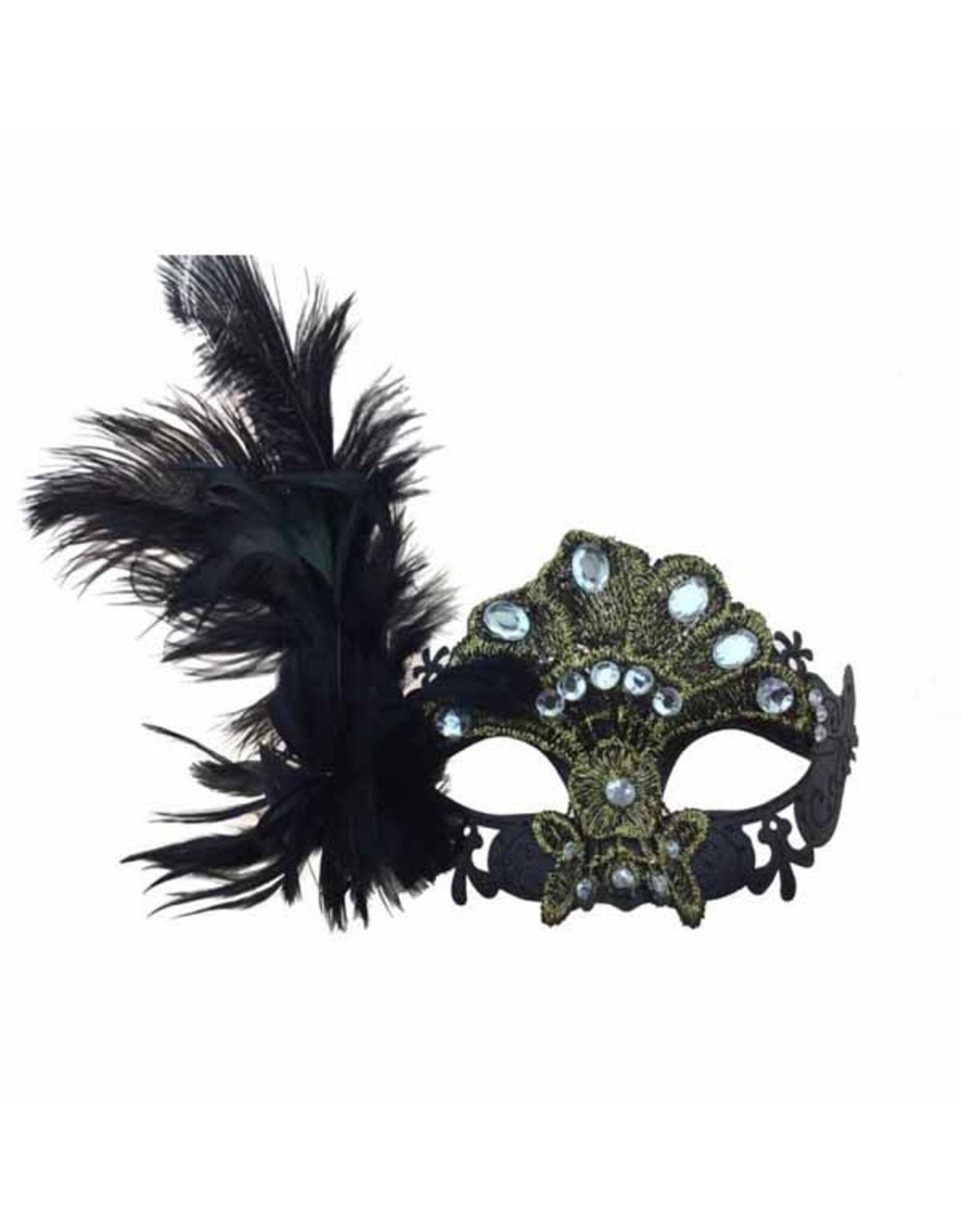 KBW Gem Feather Mask - Black Gold