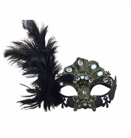 KBW Gem Feather Mask - Black Gold