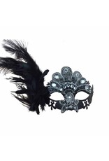 KBW Gem Feather Mask - Black Silver