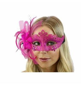 KBW Feather Flower Mask - Hot Pink