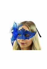 KBW Feather Fascinator Mask - Blue