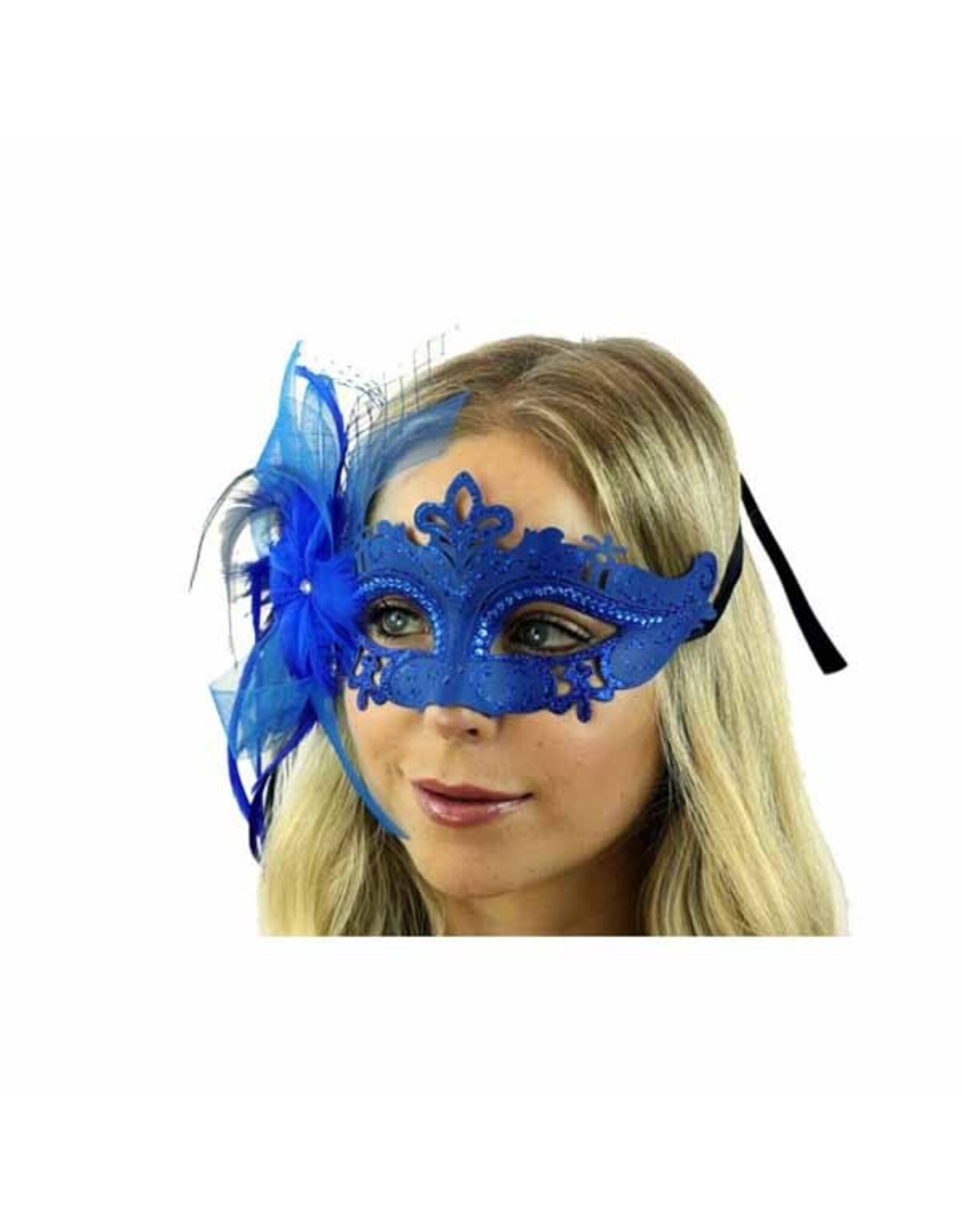 KBW Feather Fascinator Mask - Blue