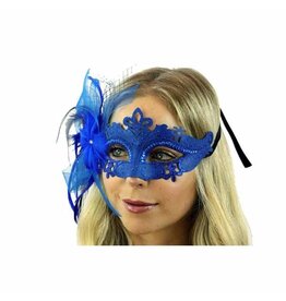 KBW Feather Fascinator Mask - Blue