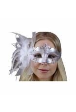 KBW Feather Masquerade Mask - Silver