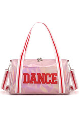 Kissed by Glitter Pink Bag with Striped Handles