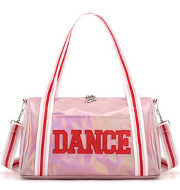 Kissed by Glitter Pink Bag with Striped Handles