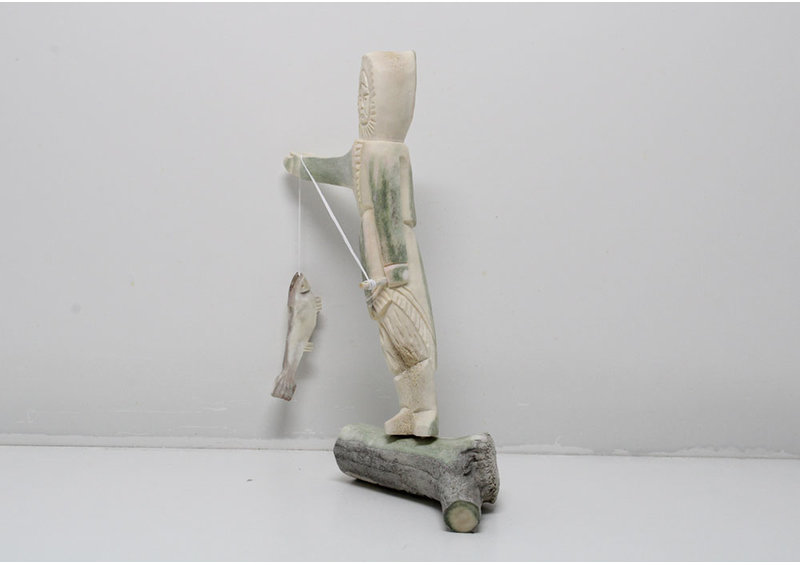 24139 Caribou antler fisher woman by Harry Turqtuq