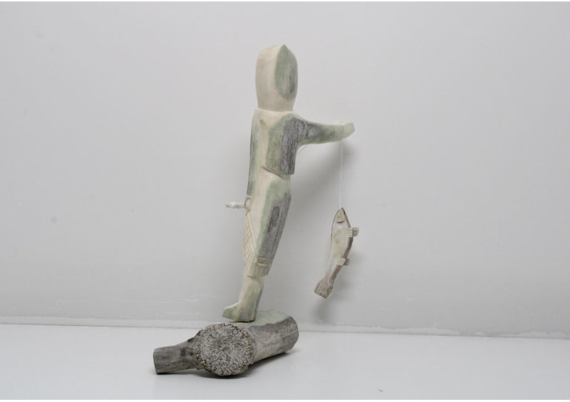 24139 Caribou antler fisher woman by Harry Turqtuq