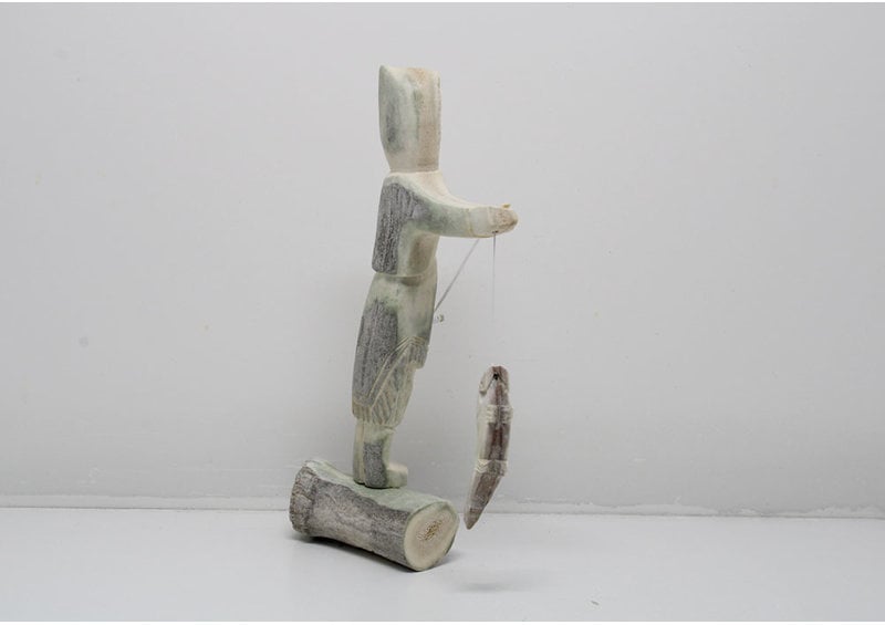 24139 Caribou antler fisher woman by Harry Turqtuq