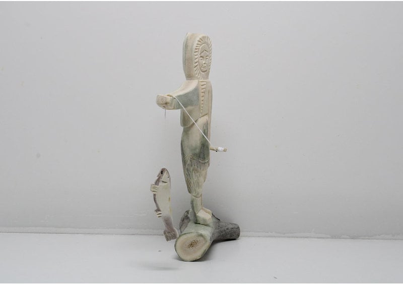 24139 Caribou antler fisher woman by Harry Turqtuq