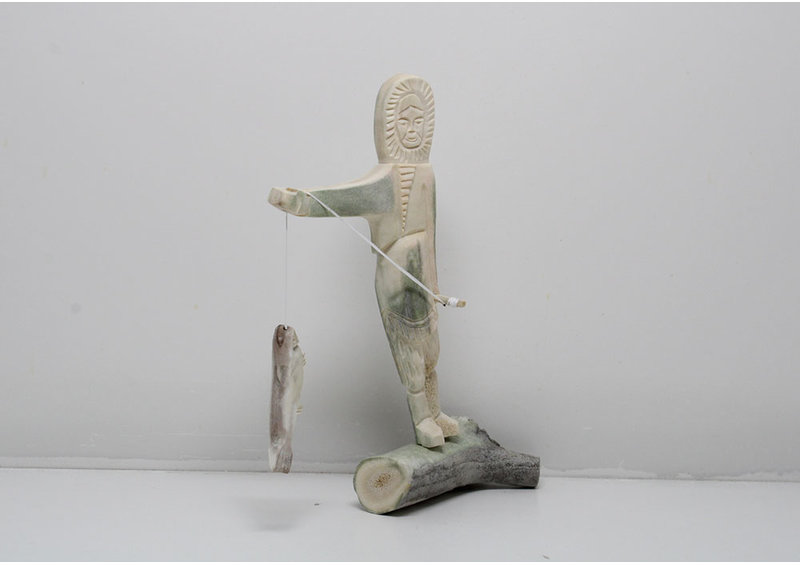 24139 Caribou antler fisher woman by Harry Turqtuq