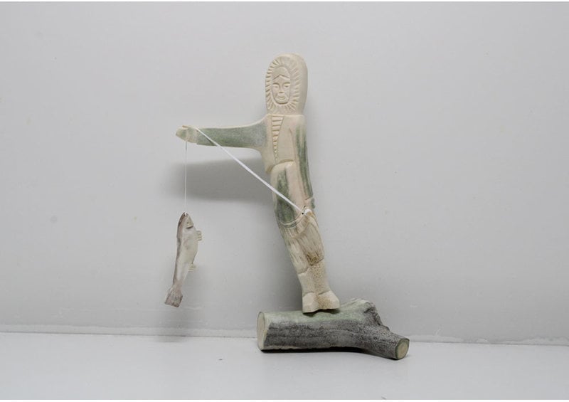 24139 Caribou antler fisher woman by Harry Turqtuq