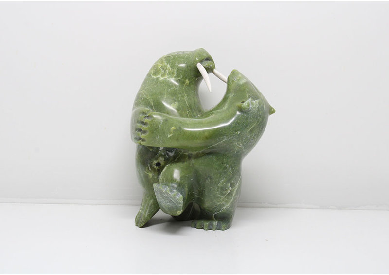 24146 Bear hunts walrus by Napatchie Ashoona